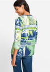 Olsen Hannah Tropical Print Crew Neck Top, Night Blue