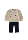 Babybol Baby Girl Heart Sweater and Legging Set, Beige
