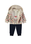 Babybol Baby Girl Love You More 3 Piece Tracksuit, Beige