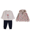 Babybol Baby Girl Love You More 3 Piece Tracksuit, Beige