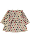 Babybol Baby Girl Heart Long Sleeve Dress, Beige