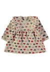 Babybol Baby Girl Heart Long Sleeve Dress, Beige