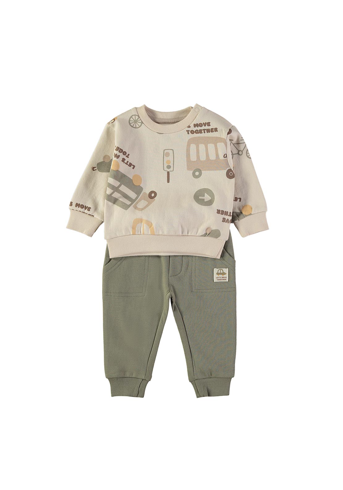 Babybol Baby Boy Let’s Move Together Tracksuit, Beige