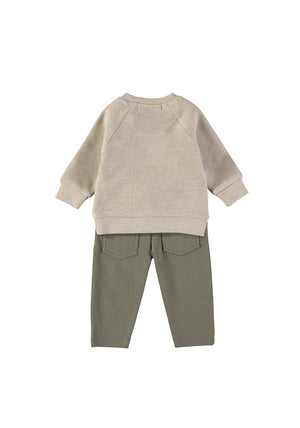 Babybol Baby Boy Get Moving Sweater and Pant Set, Beige