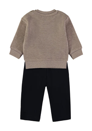 Babybol Baby Boy Mr Wolf Jumper and Trouser Set, Beige