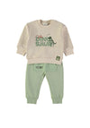 Babybol Baby Boy Dino 2 Piece Tracksuit, Beige