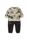Babybol Baby Boy Dino Sweater and Jogger Set, Beige