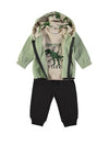 Babybol Baby Boy Dinosaur 3 Piece Tracksuit, Green