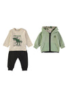 Babybol Baby Boy Dinosaur 3 Piece Tracksuit, Green