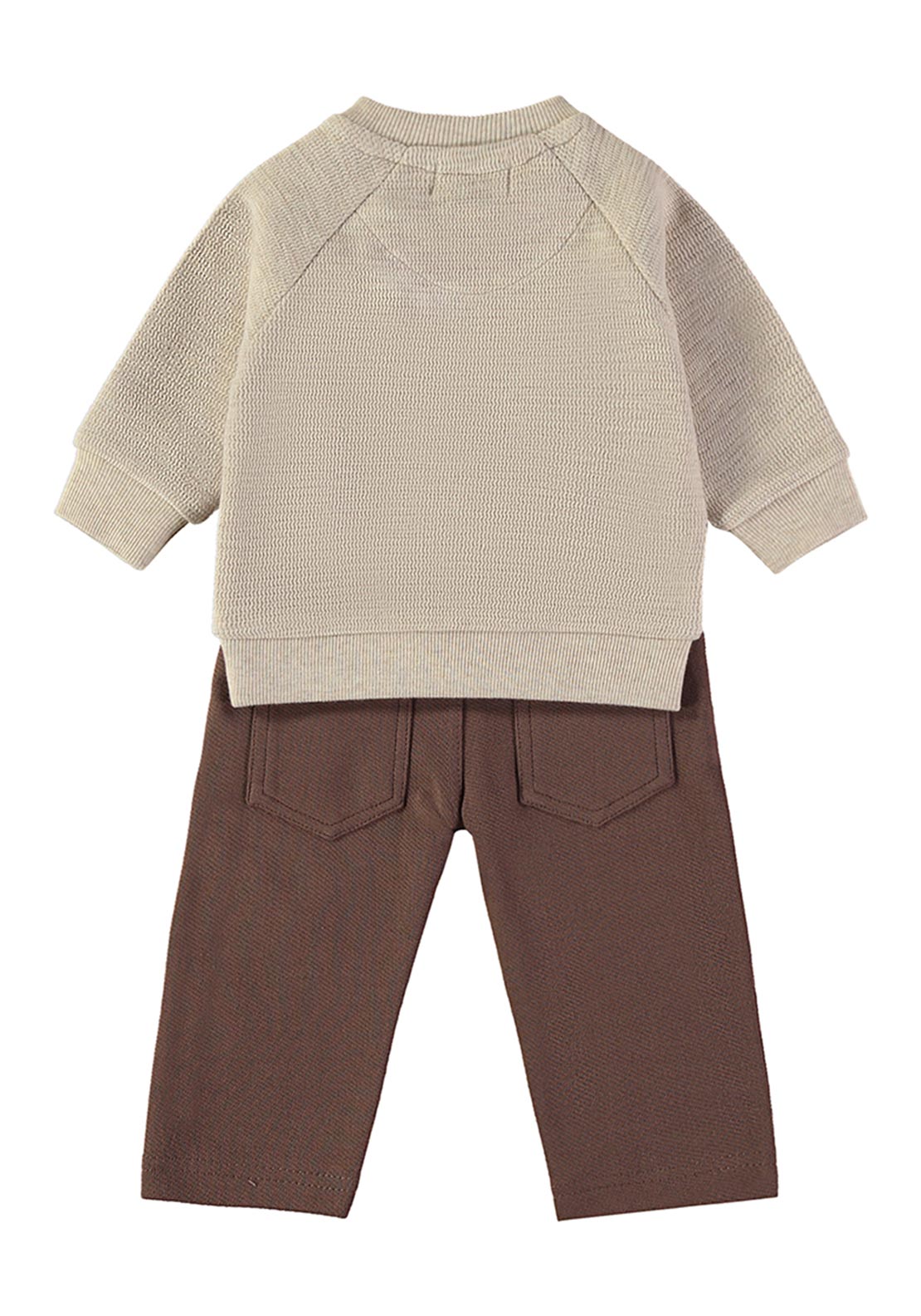 Babybol Baby Boy Dino Jumper and Trouser Set, Beige