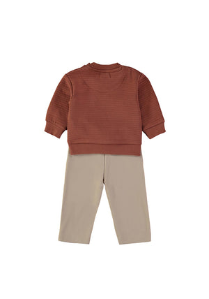 Babybol Baby Boy Brave Sweater and Pant Set, Orange