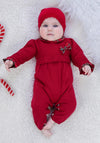 Emile Et Rose Girl Khloe Tartan Romper and Hat Set, Red