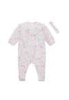 Emile Et Rose Baby Girl Lacey Babygrow and Headband Set, Pink