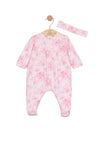 Emile Et Rose Girl Mary Print Babygrow and Headband Set, Pink