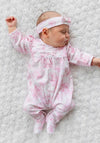 Emile Et Rose Girl Mary Print Babygrow and Headband Set, Pink