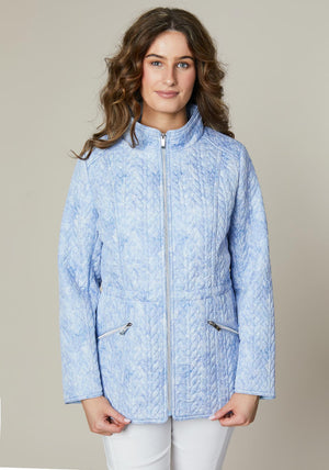 Jessica Graaf Floral Print Quilted Jacket, Blue