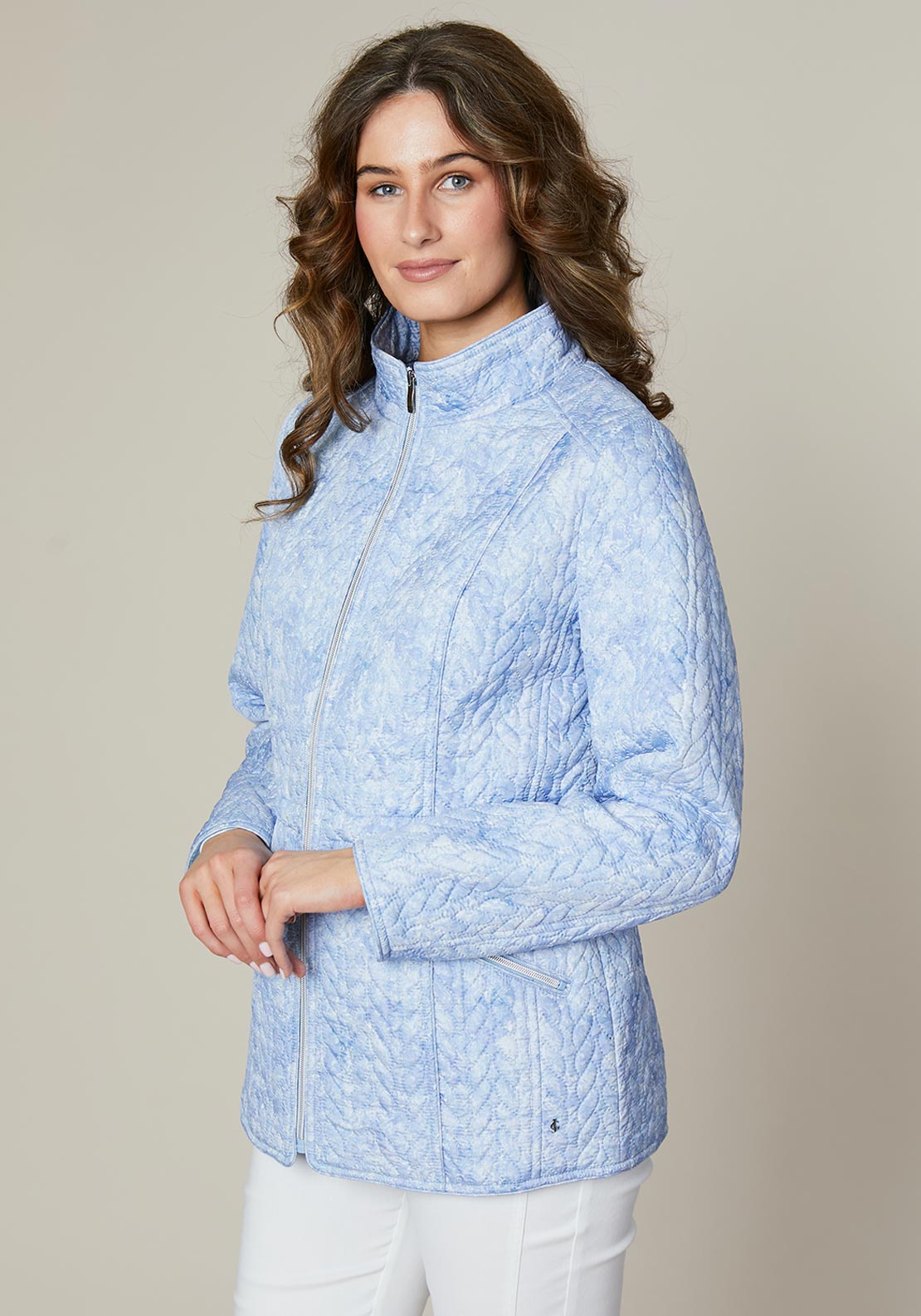 Jessica Graaf Floral Print Quilted Jacket, Blue