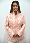 Jessica Graaf Floral Print Quilted Jacket, Coral and Beige