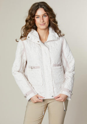 Jessica Graaf Geometric Print Quilted Jacket, Pink and Beige
