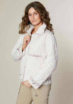 Jessica Graaf Geometric Print Quilted Jacket, Pink and Beige