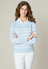 Jessica Graaf Striped Collar Sweater, Light Blue