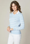 Jessica Graaf Striped Collar Sweater, Light Blue
