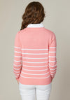 Jessica Graaf Striped Collar Sweater, Coral