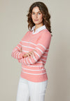 Jessica Graaf Striped Collar Sweater, Coral