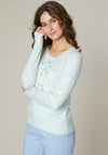 Jessica Graaf Embellished Mandala Print Sweater, Mint Green