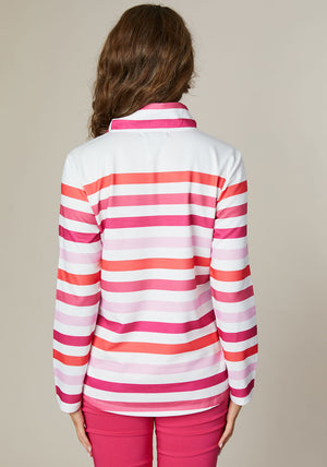 Jessica Graaf Striped Half Zip Sweatshirt, Pink