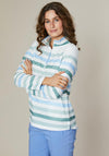 Jessica Graaf Striped Quarter Zip Sweatshirt, Blue and Green