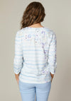 Jessica Graaf Floral Print Striped Top, Blue
