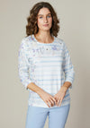 Jessica Graaf Floral Print Striped Top, Blue