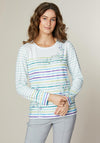 Jessica Graaf Geometric Print Striped Top, White Multi
