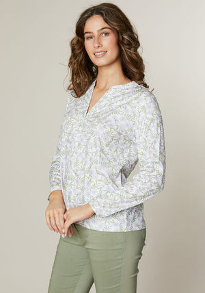 Jessica Graaf Floral Print Tunic Top, Purple and Green