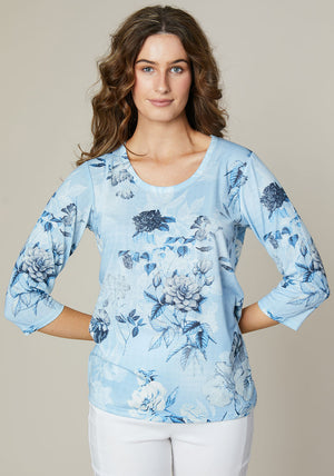 Jessica Graaf Floral Print Top, Blue
