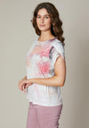 Jessica Graaf Floral Print Scallop Trim T Shirt, Pink Multi