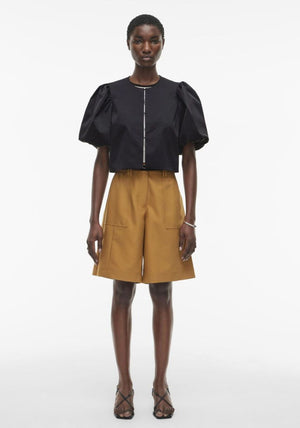 Rouge Edit Detta Puffed Sleeve Blouse, Black