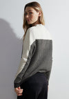 Cecil Herringbone High Neck Sweater, Black