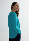 Cecil Slit Neckline Tunic Top, Frosted Aqua Blue