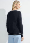 Cecil Contrast Trim Structure Knit Sweater, Universal Blue