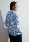 Cecil Volume Collar Graphic Sweater, Water Blue Melange