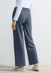 Cecil Wide Leg Loose Fit Jacquard Trouser, Casual Denim Blue