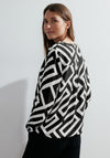 Cecil Split Neck Graphic Print Top, Black