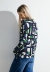 Cecil Drawstring Waist Geo Print Top, Universal Blue