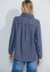 Cecil Stand Up Collar Denim Style Top, Mid Blue Wash