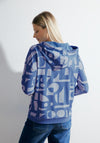 Cecil Jacquard Drawstring Hoodie, Water Blue