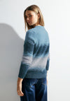 Cecil Fluffy Striped Knitted Sweater, Strong Petrol Blue