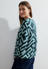 Cecil Split Neck Graphic Print Top, Strong Petrol Blue