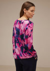 Street One Cutout Neckline Print Top, Bright Cosy Pink